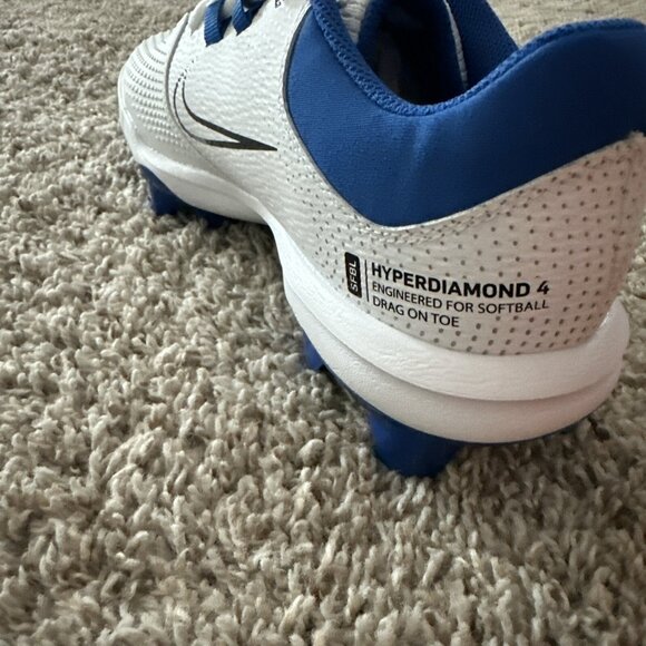 NWOB Nike Women Hyperdiamond 4 Pro MCS Softball Cleats Color: Royal/White Size 9 - Picture 4 of 11